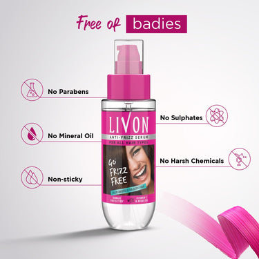 Livon Hair Serum, For Dry & Frizzy Hair | Provides shine , smoothness & damage protection| Leave in serum for women & Men| With Vitamin E & Argan Oil | 100ml